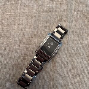 Movado Women's Silver Bracelet Watch with Black Dial